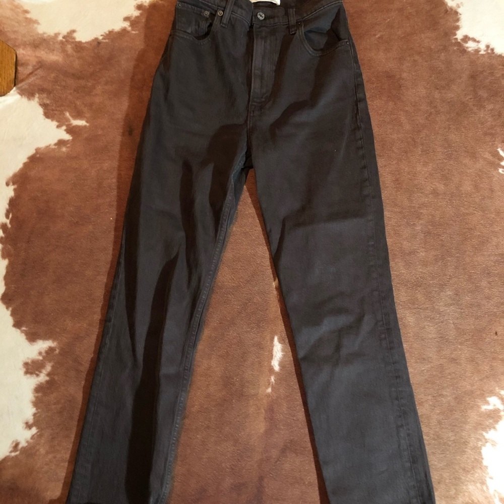 Abercrombie and Fitch the 90s Straight High Rise Chocolate Brown Jeans Size 24 - Picture 2 of 5